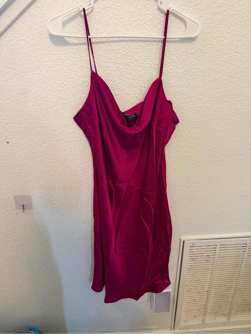 Express Satin Slip Mini Dress in Fuchsia